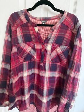 Eddie Bauer Red Plaid Button-Down Shirt